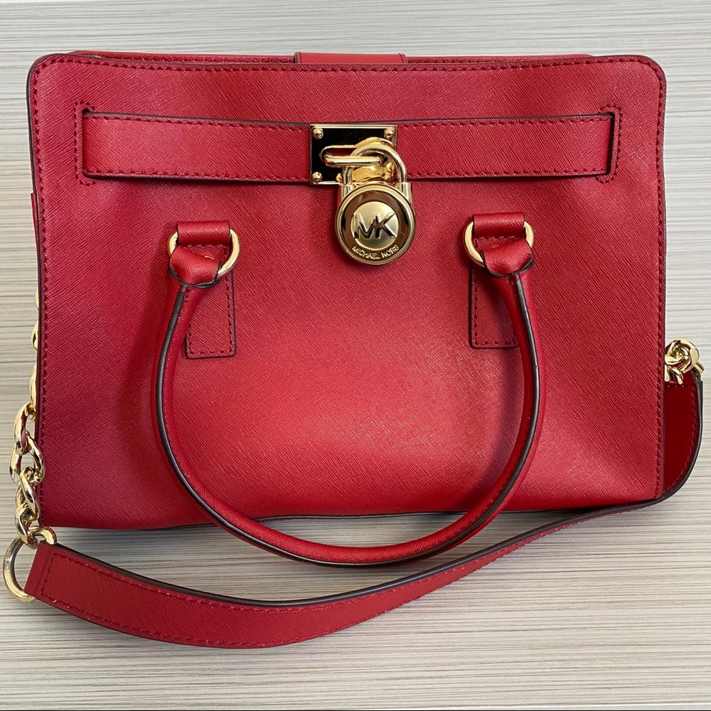 Michael Kors Hamilton Red Leather Satchel